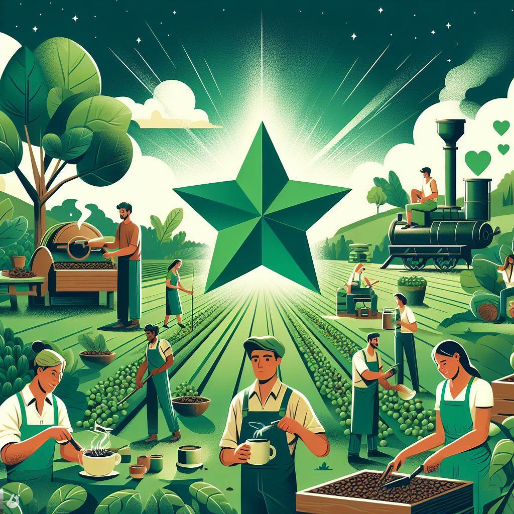 Minh họa hành trình phát triển bền vững Viva Star Coffee