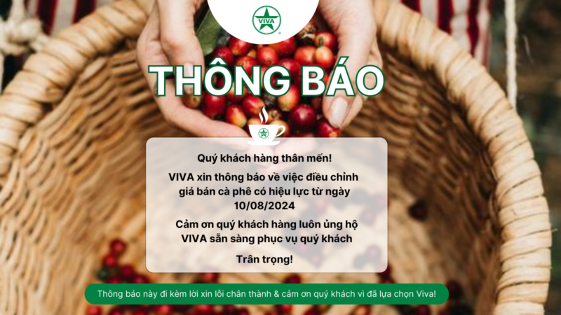 VIVA THÔNG BÁO ĐIỀU CHỈNH GIÁ CÀ PHÊ